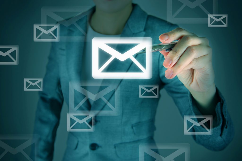 social network structure with a mail logo