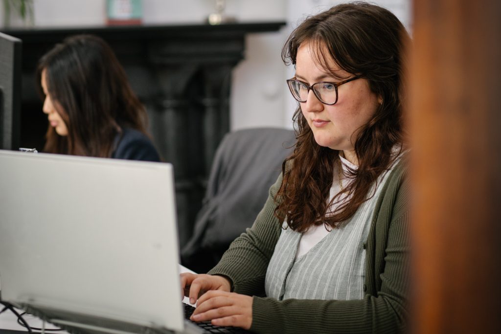 woman working with a laptop
