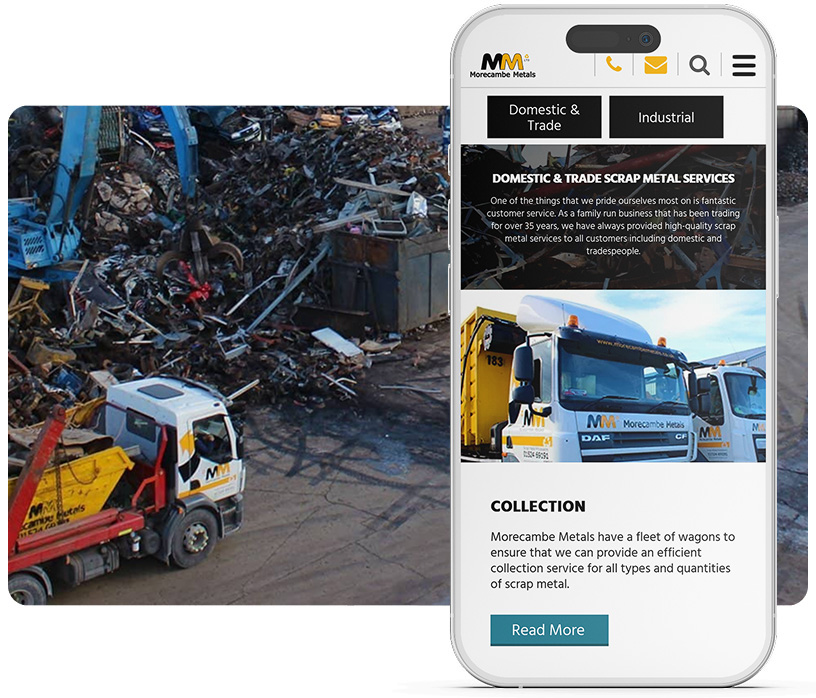 Morecambe metals app in a phone