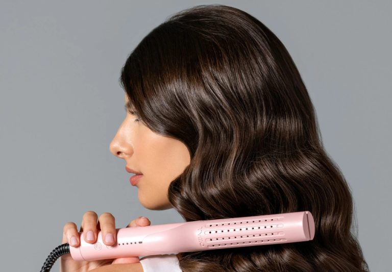 woman straining her hair