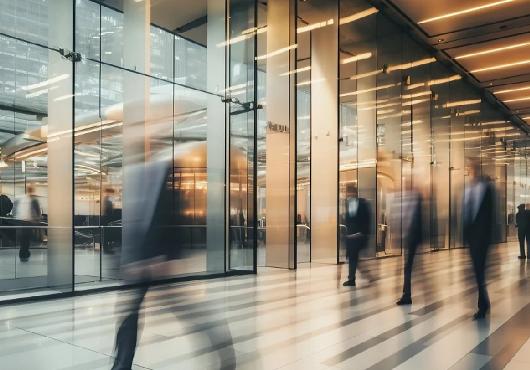 people walking in a elegant space